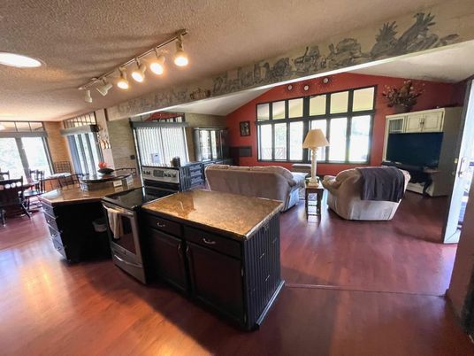 Dining room, Interior, Kitchen, Living room, Wood Texture Flooring
