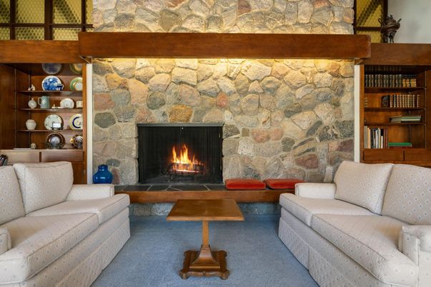 Fireplace, Interior, Living room, Stone Walls
