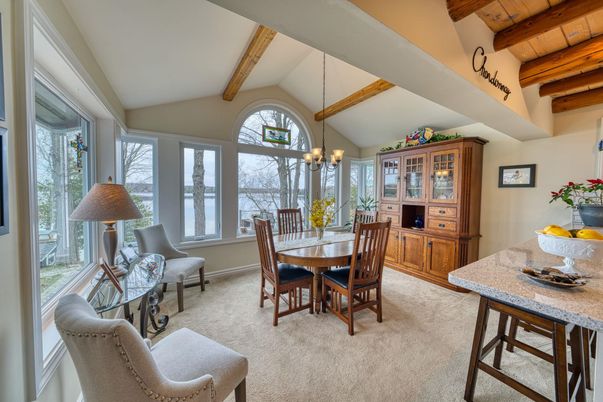 Chandelier, Dining room, Interior, Wooden Beams