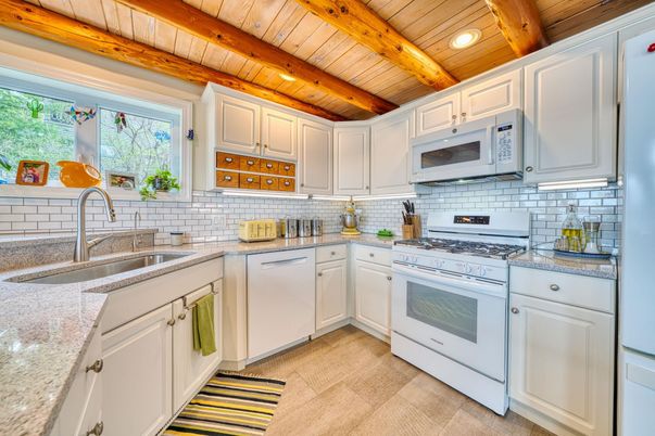 Interior, Kitchen, Recessed Lighting, Stainless Steel Appliances, Wooden Beams, Wooden Ceilings