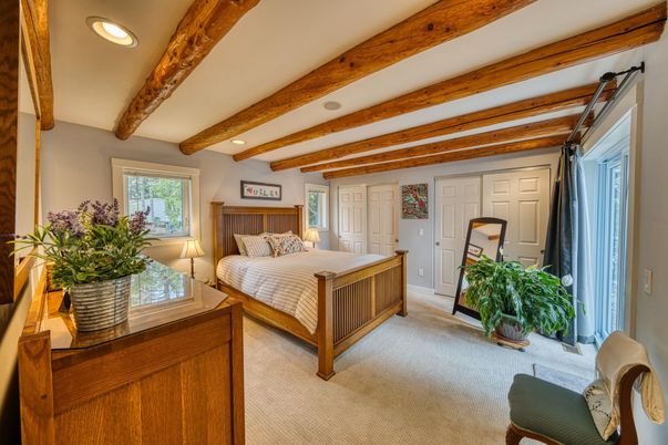 Bedroom, Interior, Recessed Lighting, Wooden Beams