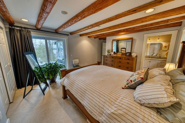 Bedroom, Interior, Recessed Lighting, Wooden Beams