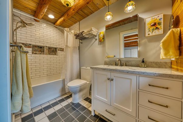 Bathroom, Interior, Recessed Lighting, Wooden Beams, Wooden Ceilings