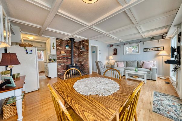 Dining room, Interior, Kitchen, Living room, Stone Walls, Wood Texture Flooring