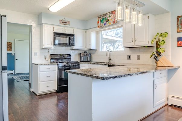 Interior, Kitchen, Stainless Steel Appliances, Wood Texture Flooring