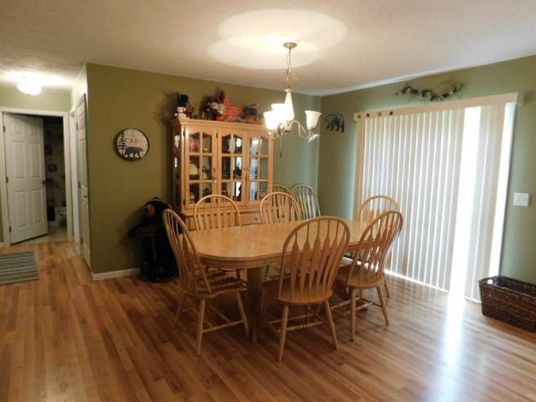 Chandelier, Dining room, Interior, Wood Texture Flooring