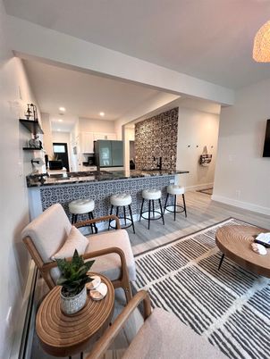 Dining room, Interior, Kitchen, Recessed Lighting, Wood Texture Flooring