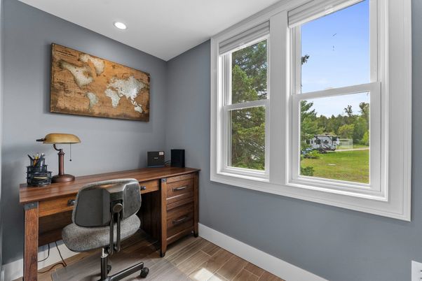 Home Office, Interior, Recessed Lighting, Wood Texture Flooring