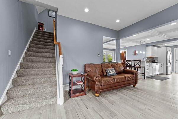 Interior, Kitchen, Pendant Lights, Recessed Lighting, Wood Texture Flooring