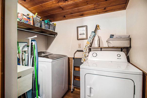 Interior, Utility Closets, Washer, Wooden Ceilings, Wood Texture Flooring