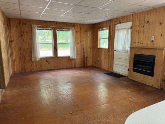 Empty room, Fireplace, Interior, Wooden Walls