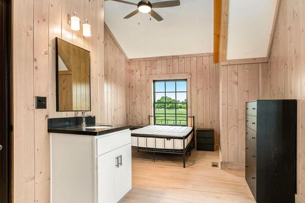 Bedroom, Interior, Wooden Beams, Wood Texture Flooring, Wooden Walls