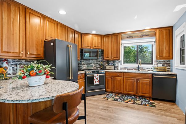 Interior, Kitchen, Recessed Lighting, Wood Texture Flooring