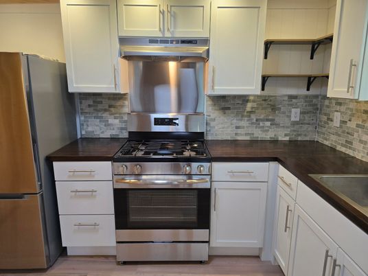 Interior, Kitchen, Stainless Steel Appliances, Wood Texture Flooring
