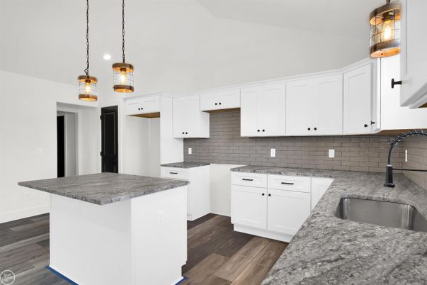 Interior, Kitchen, Pendant Lights, Wood Texture Flooring