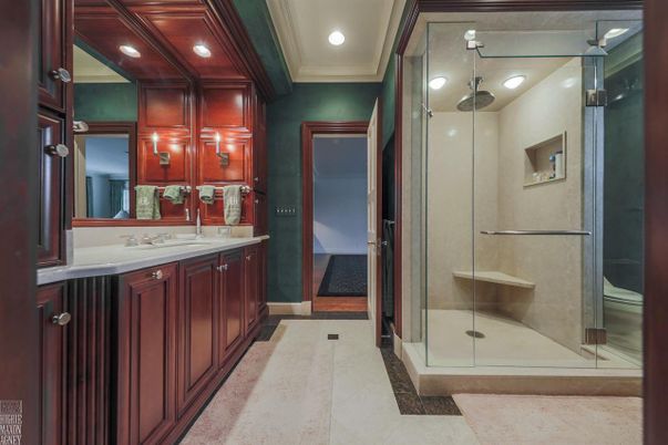 Bathroom, Dual Sink Vanities, Glass Shower, Interior, Recessed Lighting