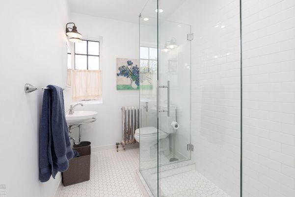 Bathroom, Glass Shower, Interior, Recessed Lighting