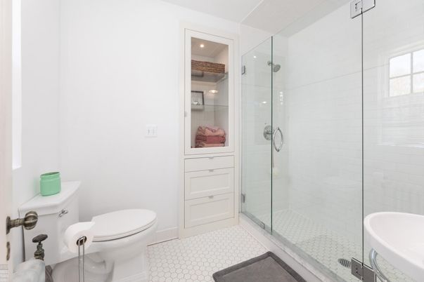Bathroom, Glass Shower, Interior, Recessed Lighting