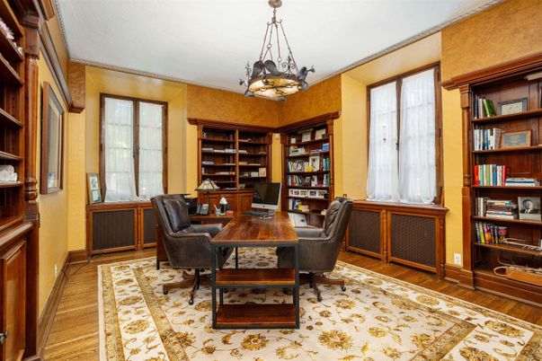 Home Office, Interior, Pendant Lights, Wood Texture Flooring