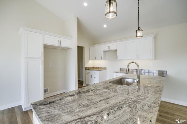 Interior, Kitchen, Pendant Lights, Recessed Lighting, Wood Texture Flooring