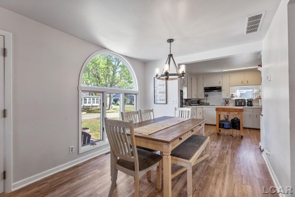Chandelier, Dining room, Interior, Kitchen, Pendant Lights, Wood Texture Flooring
