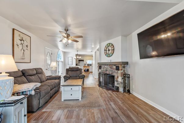 Chandelier, Fireplace, Interior, Living room, Wood Texture Flooring