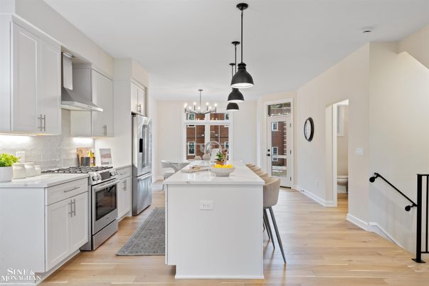 Interior, Kitchen, Pendant Lights, Stainless Steel Appliances, Wood Texture Flooring