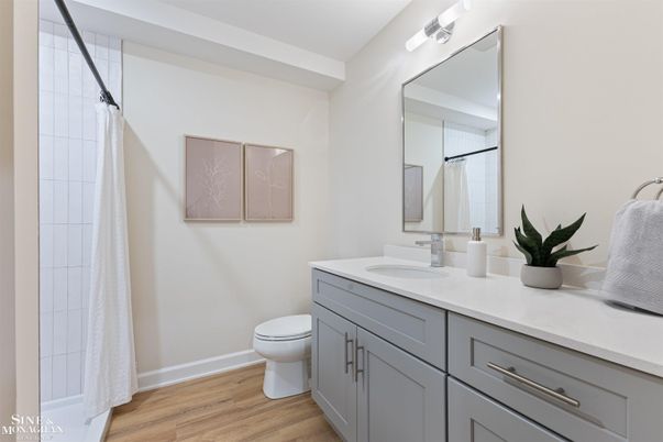 Bathroom, Dual Sink Vanities, Interior, Wood Texture Flooring