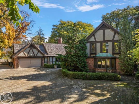 Attached, Detached Garage, Exterior, Facade, Brick Facade, Tudor Revival