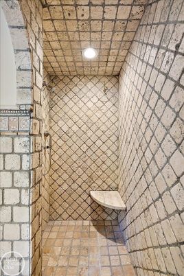 Bathroom, Interior, Recessed Lighting, Stone Walls
