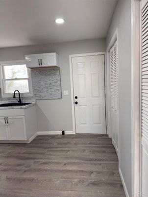 Interior, Kitchen, Recessed Lighting, Wood Texture Flooring