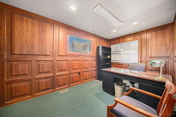 Home Office, Interior, Recessed Lighting, Wooden Walls