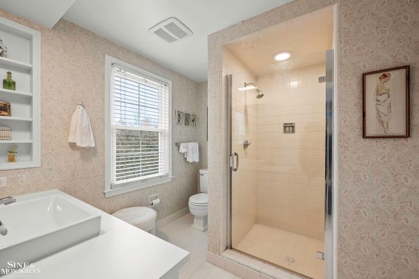 Bathroom, Glass Shower, Interior, Recessed Lighting