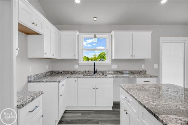 Interior, Kitchen, Pendant Lights, Recessed Lighting, Wood Texture Flooring