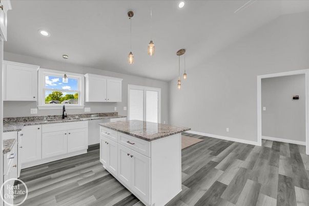 Interior, Kitchen, Pendant Lights, Recessed Lighting, Wood Texture Flooring