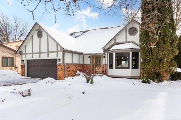 Attached, Exterior, Facade, Brick Facade, Tudor Revival