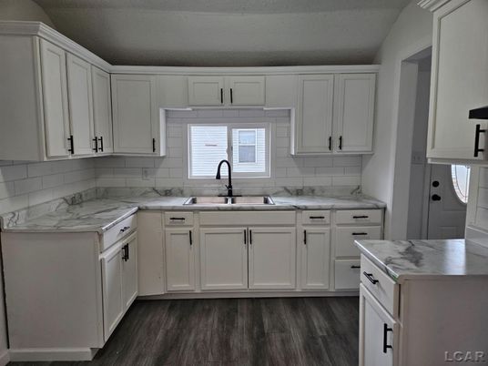 Interior, Kitchen, Marble Walls, Wood Texture Flooring