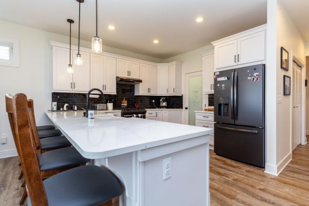 Interior, Kitchen, Pendant Lights, Recessed Lighting, Wood Texture Flooring