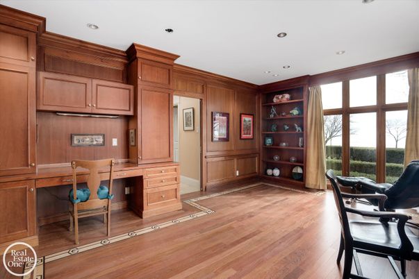 Home Office, Interior, Recessed Lighting, Wood Texture Flooring, Wooden Walls