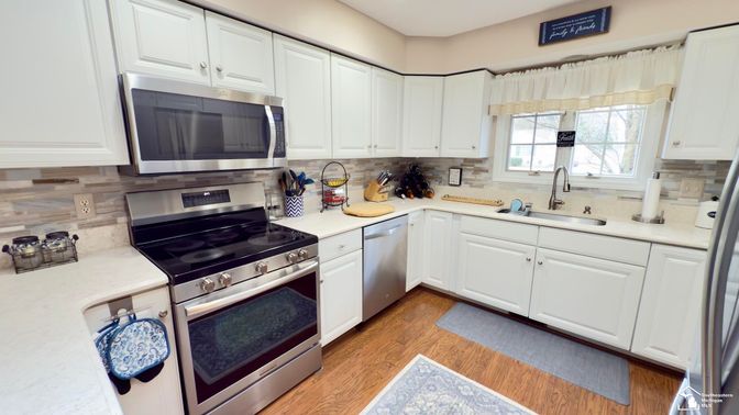 Interior, Kitchen, Stainless Steel Appliances, Wood Texture Flooring