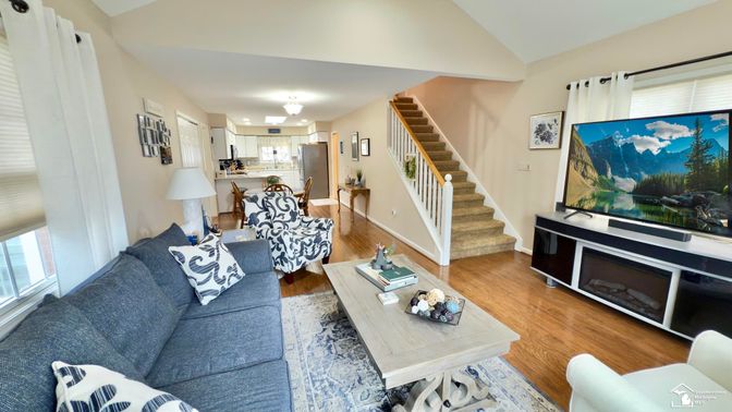 Interior, Kitchen, Living room, Stainless Steel Appliances, Wood Texture Flooring