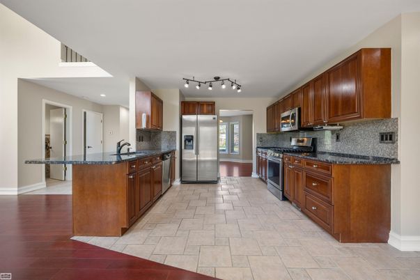 Interior, Kitchen, Stainless Steel Appliances, Wood Texture Flooring
