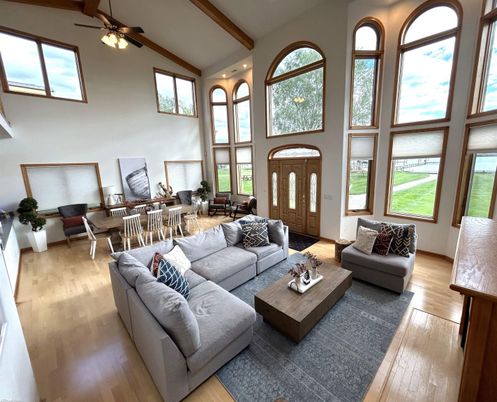 Dining room, Interior, Living room, Recessed Lighting, Wooden Beams, Wood Texture Flooring