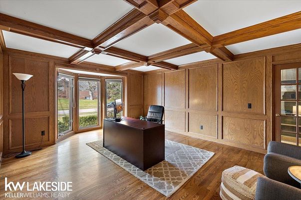 Home Office, Interior, Wooden Beams, Wood Texture Flooring, Wooden Walls