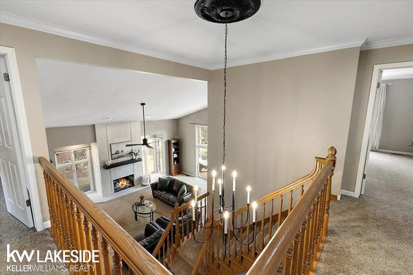 Fireplace, Interior, Living room, Pendant Lights