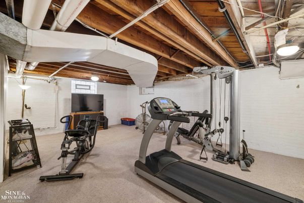 Fitness Equipment, Interior, Stone Walls, Wooden Beams
