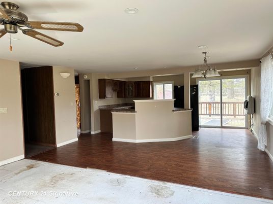 Chandelier, Interior, Kitchen, Recessed Lighting, Wood Texture Flooring