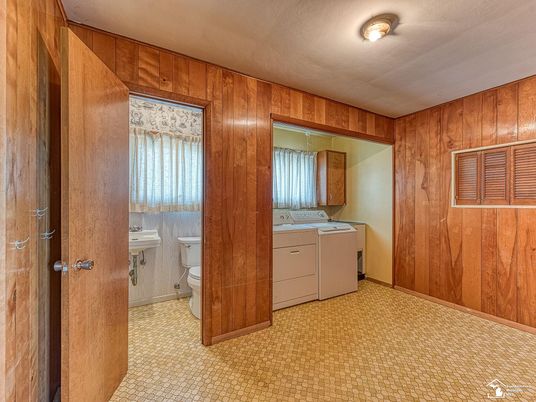 Bathroom, Interior, Washer, Wooden Walls