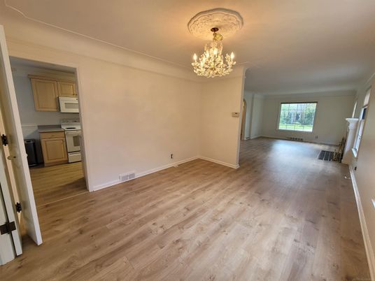 Chandelier, Empty room, Interior, Wood Texture Flooring