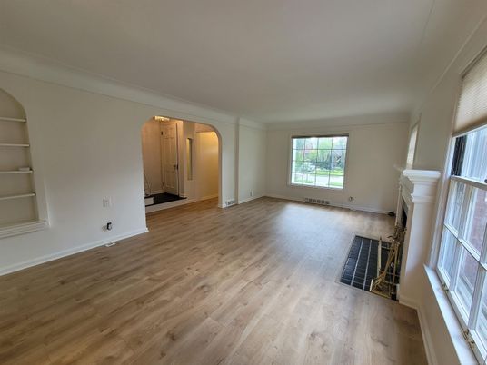 Empty room, Fireplace, Interior, Wood Texture Flooring